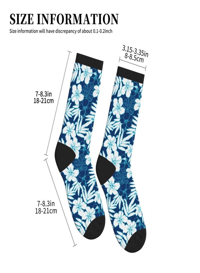 ACDRUING Hawaiian Hibiscus Flower Unisex Athletic Crew Cushion Socks For Running And Workout Performance Wicking Cushion Mid-Calf Socks For Men Women - Image 4
